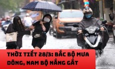 Thời tiết 28/3 Bắc Bộ mưa dông, Nam Bộ nắng gắt