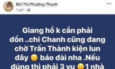 Phương Thanh tuyên bố cứng chuyện kiện tụng với Trấn Thành