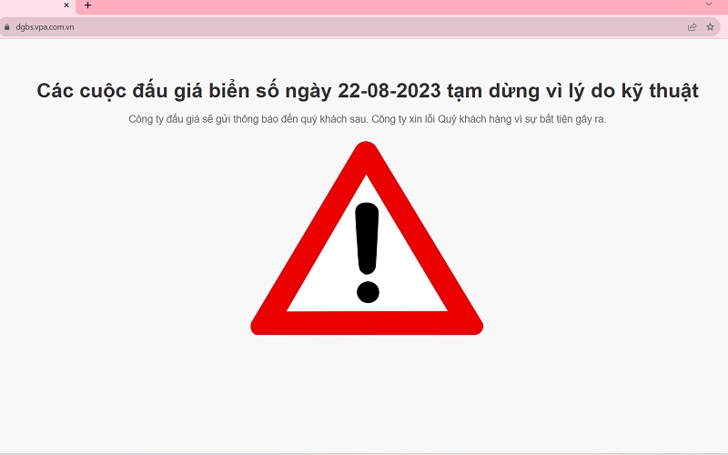 Hệ thống đấu giá biển số ô tô bất ngờ bị lỗi