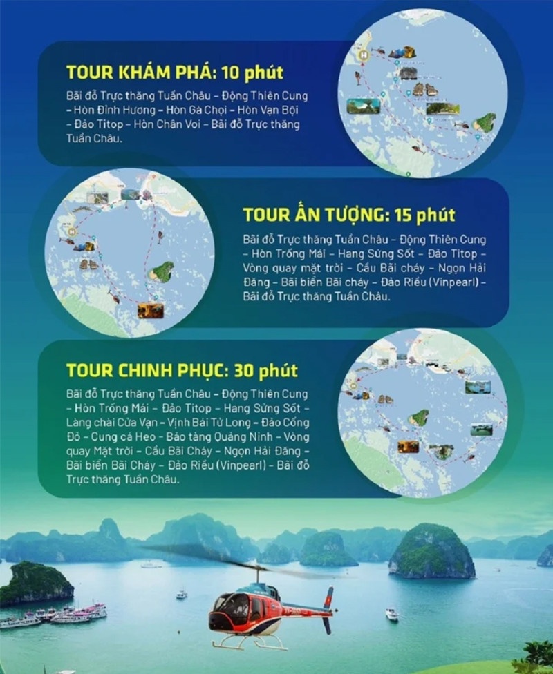 Giá của một tour du lịch trực thăng ngắm Vịnh Hạ Long