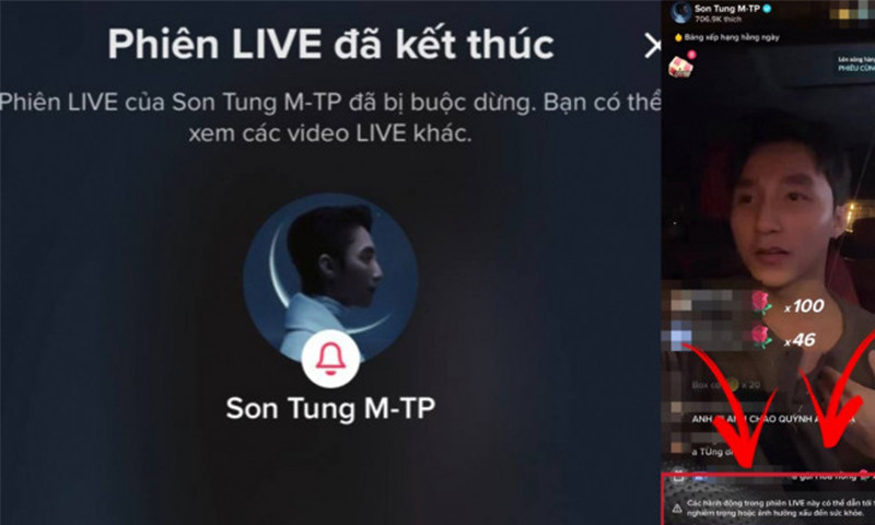 Sơn Tùng bị sập livestream vì đã vi phạm chính sách cộng đồng của Tik Tok