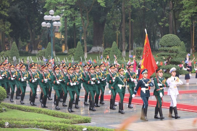 Lễ đón của Chủ tịch nước Võ Văn Thưởng diễn ra theo nghi thức cấp Nhà nước