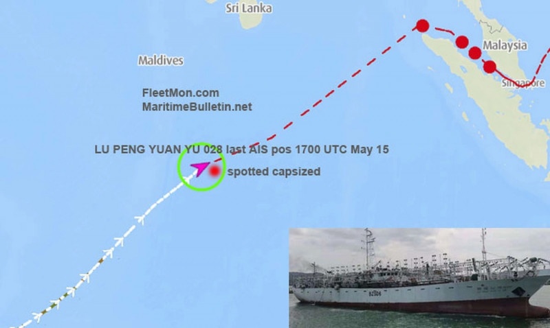 Sơ đồ chỉ địa điểm tàu đánh cá Trung Quốc Lu Peng Yuan Yu 028 gặp nạn