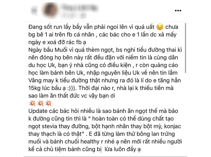  Bài viết phẫn nộ của khách hàng đã từng tin tưởng và ủng hộ tiệm bánh trên