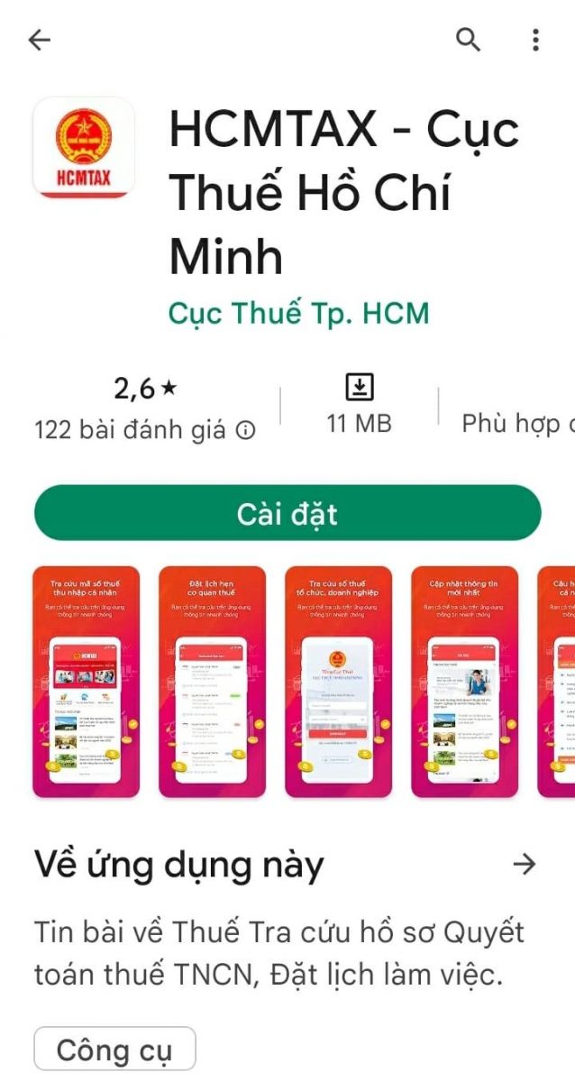 Giao diện app thuế giả mạo