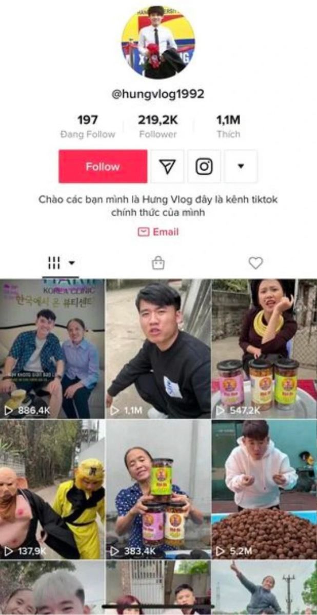 Các video bán mật ong đã bị xóa đi trên kênh tiktok của Hưng Vlog