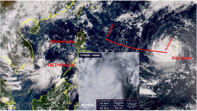 Hình ảnh vệ tinh hướng đi của siêu bão Mawar