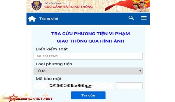 Tra cứu phạt nguội tại website Cục Cảnh sát giao thông