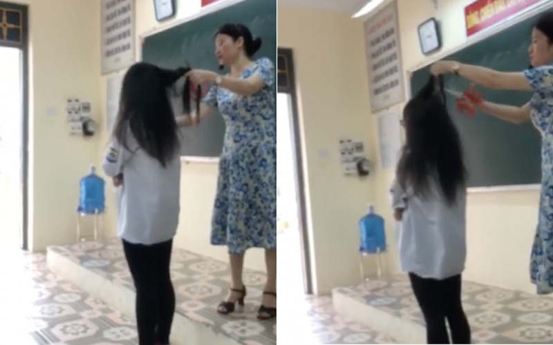 Video cô giáo cắt tóc học sinh vì học sinh nhuộm tóc đã làm náo loạn dư luận thời gian qua